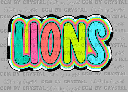 Lions Colorful Mascot Ready to Press Transfer DTF Transfer Sublimation Transfer