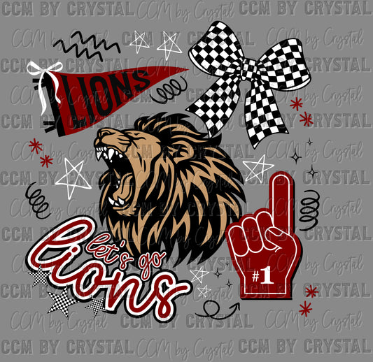 Let's Go Lions Mascot Ready to Press Transfer DTF Transfer Sublimation Transfer