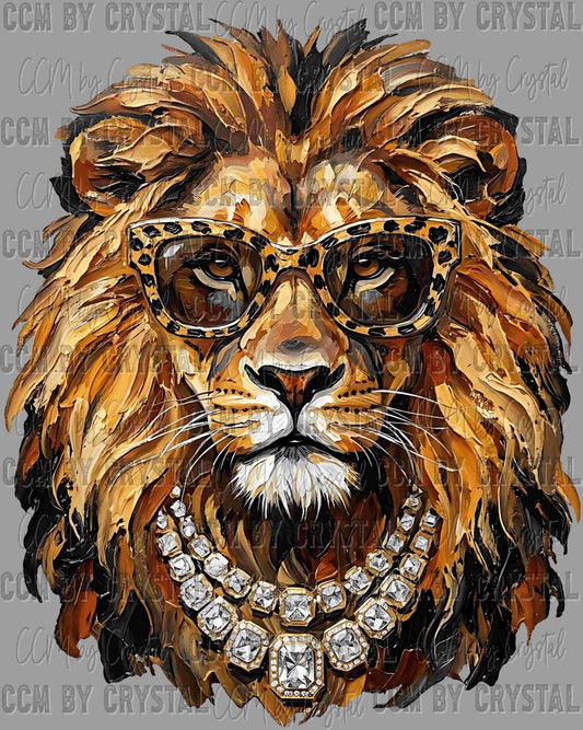Glam Lions Mascot Faux Texture Paint Ready to Press DTF Transfers Sublimation Transfers