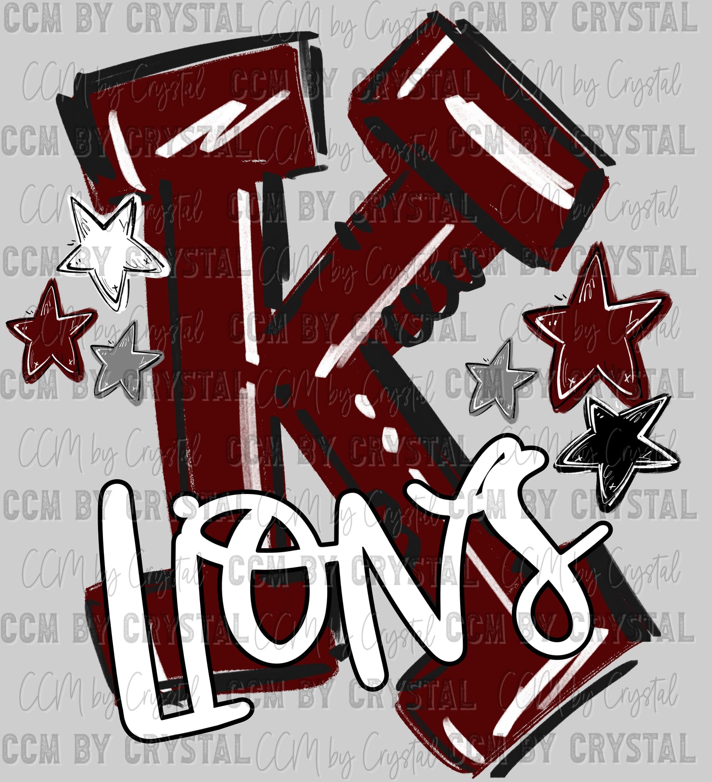 K Lions Kenedy Maroon Mascot Ready to Press DTF Transfers Sublimation Transfers