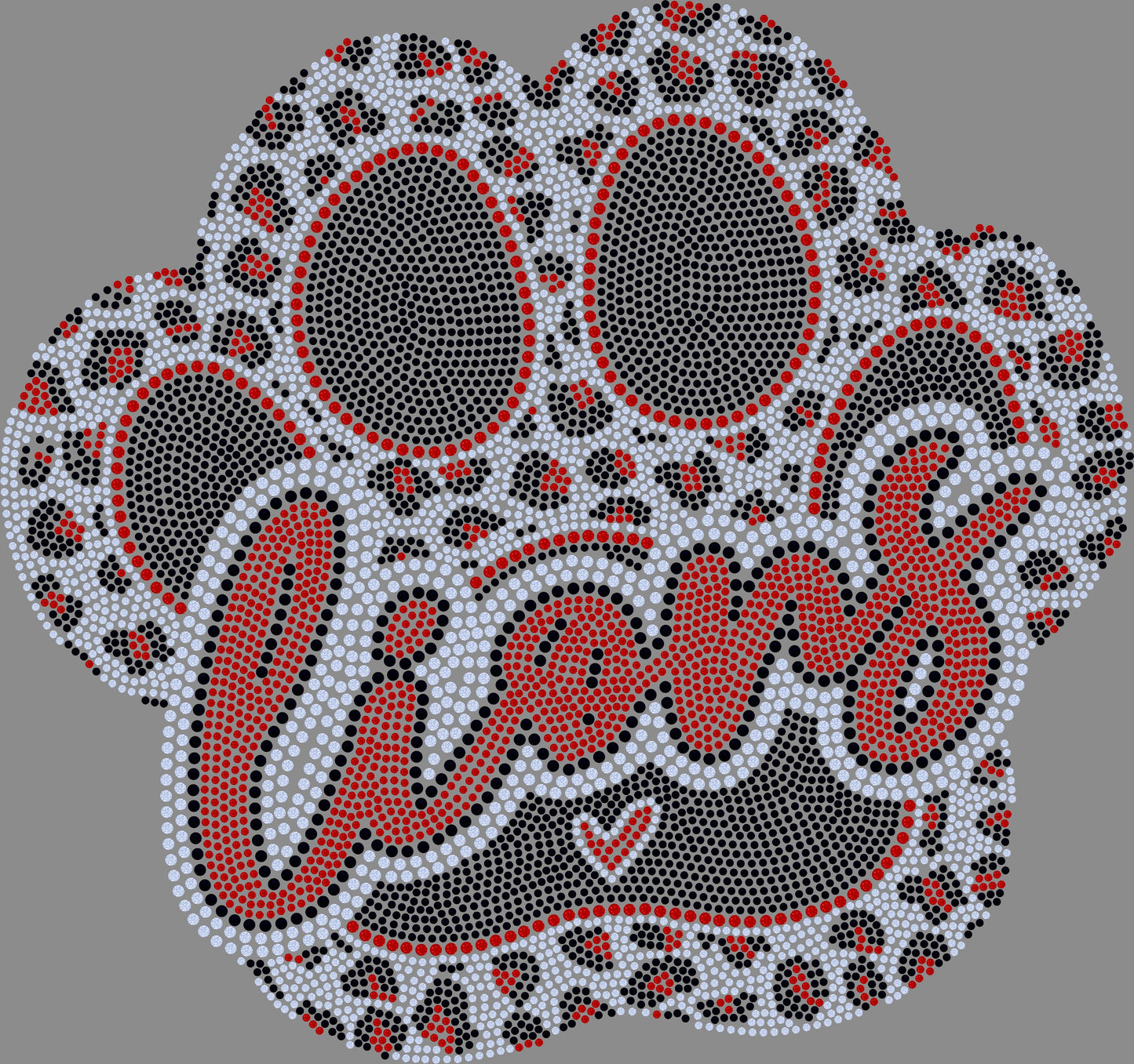 Custom Leopard Paw 3-Color Approximately 11" wide Spangle Transfer