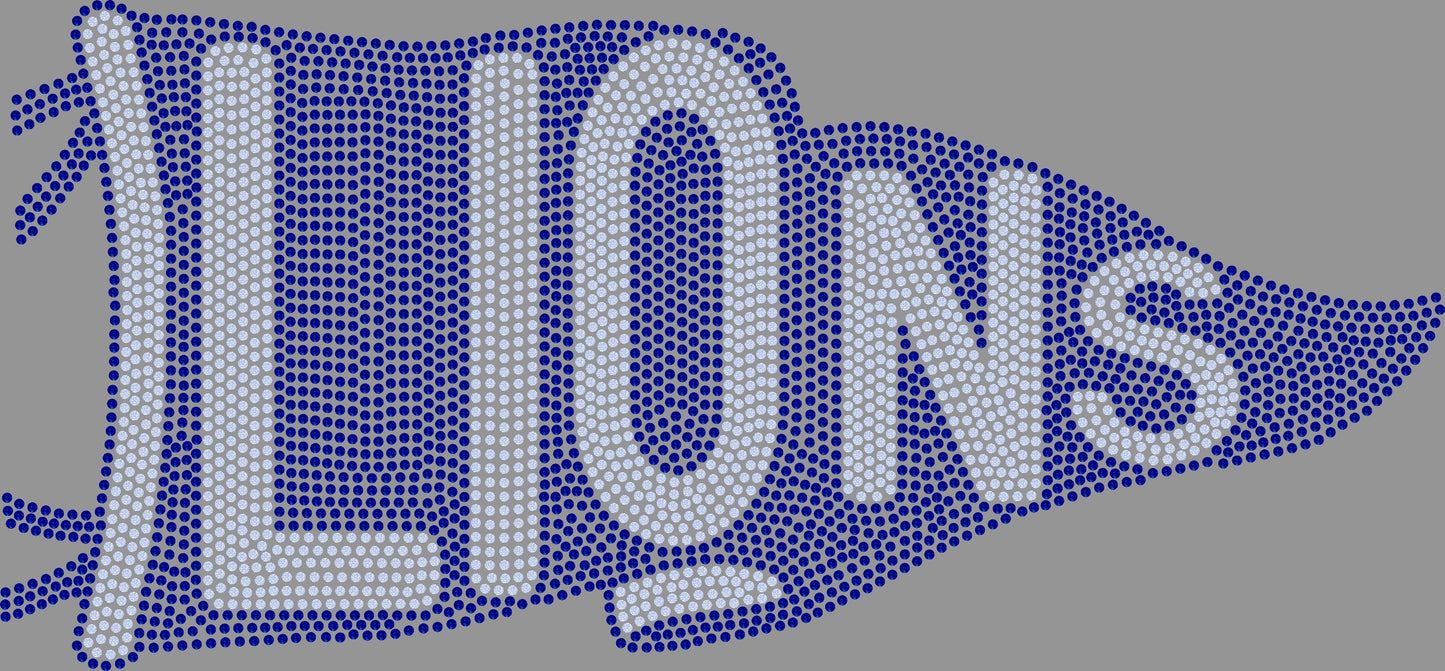 Lions 2-Color Pennant Spangle Transfer Approx 11"