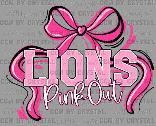 Pink Out Lions Mascot Ready to Press Transfer DTF Transfer Sublimation Transfer