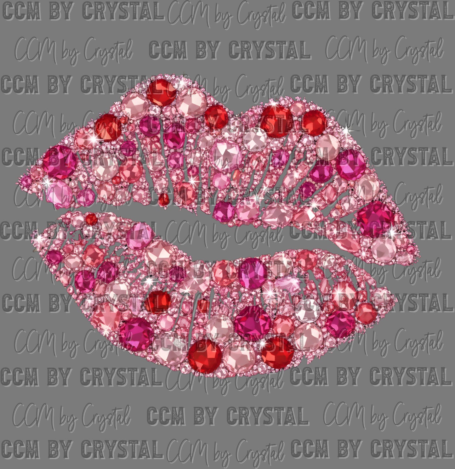 Faux Rhinestone Lips Kisses Valentines Day Valentine Day Ready to Press DTF Transfers Sublimation Transfers