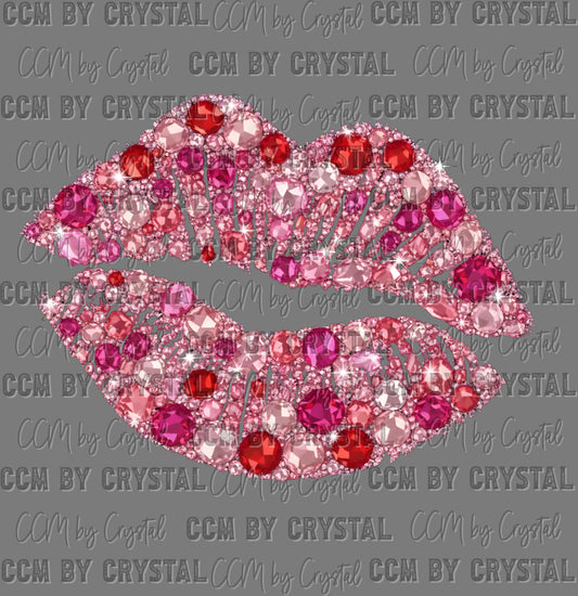 Faux Rhinestone Lips Kisses Valentines Day Valentine Day Ready to Press DTF Transfers Sublimation Transfers