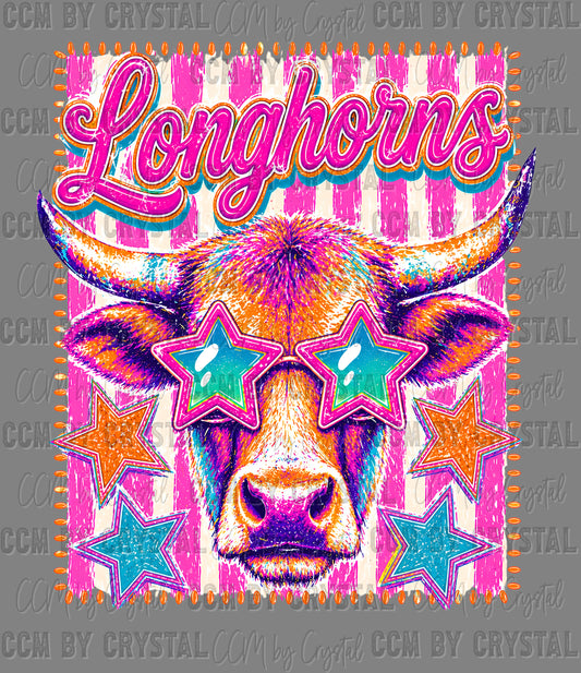 Longhorns Star Mascot Ready to Press DTF Transfers Sublimation Transfers