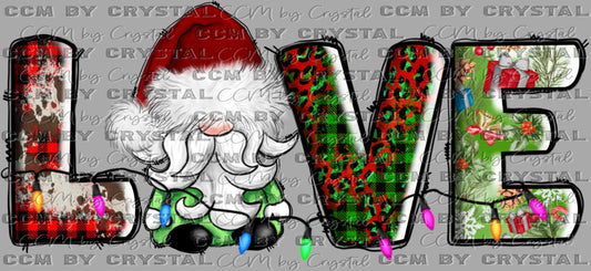 Christmas Love Gnome Ready to Press Transfer DTF Transfer