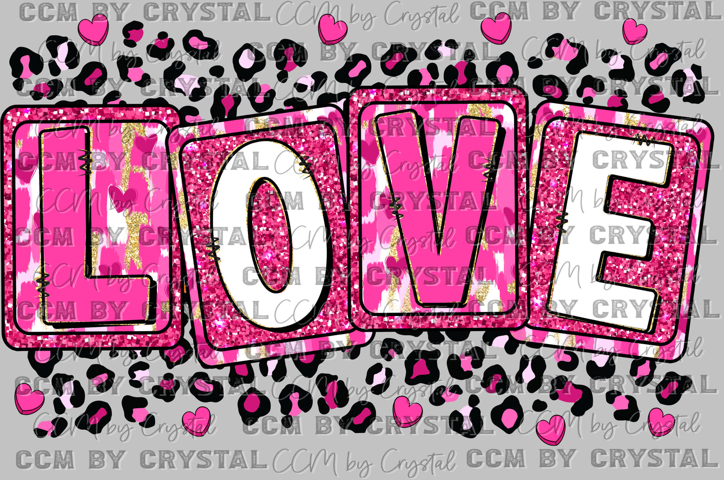 Love Leopard Valentines Day Ready to Press Transfer DTF Transfer Sublimation Transfer