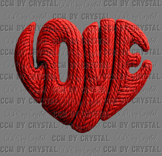 Valentines Day Love Heart Faux Yarn Ready to Press Instant Peel DTF Transfers Sublimation Transfers
