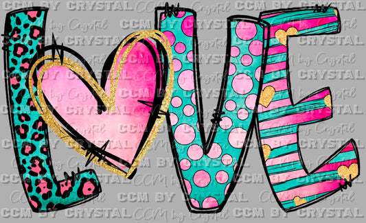 Love Valentine's Day Ready to Press Transfer DTF Transfer Sublimation Transfer