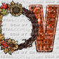 Love Fall Floral Wreath Fall Thanksgiving Faux Sequins Faux Embroidery Ready to Press Transfer