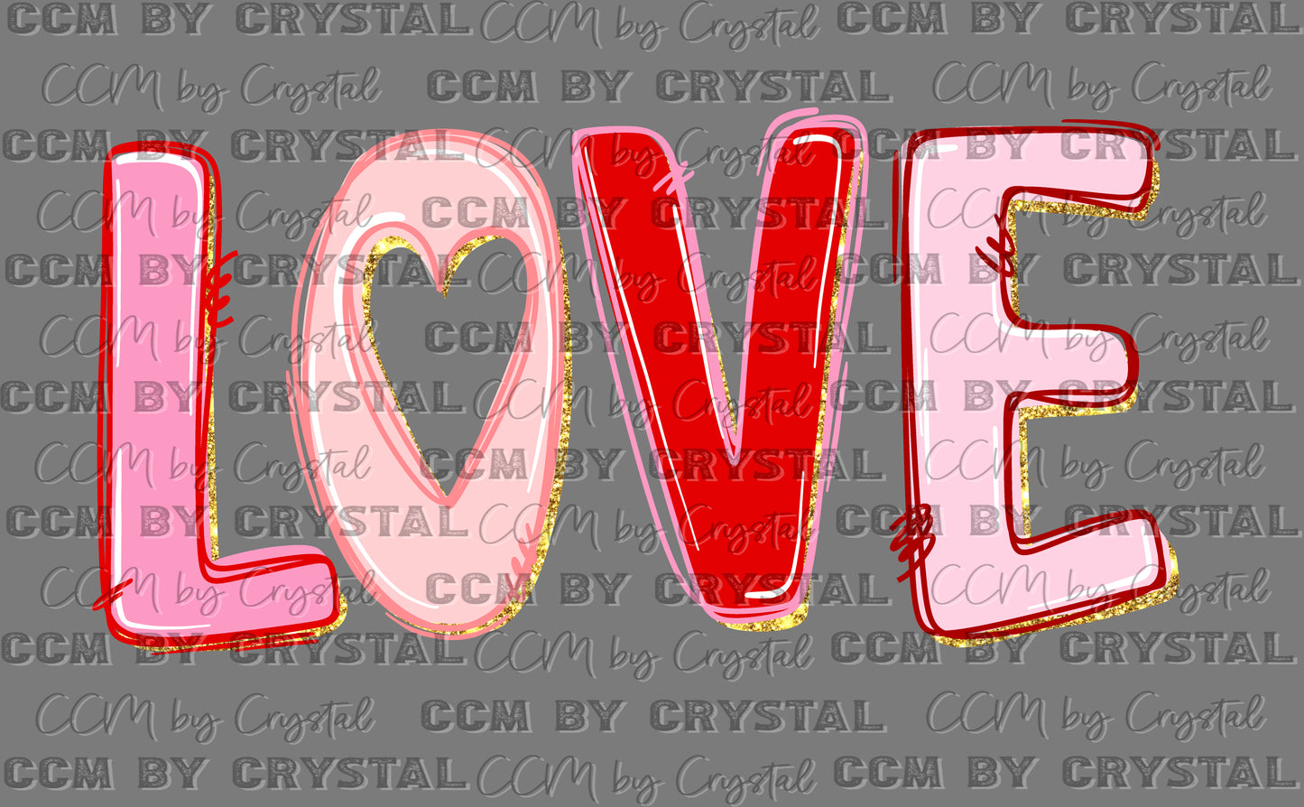 Faux Glitter Love Valentines Day Ready to Press DTF Transfers Sublimation Transfers