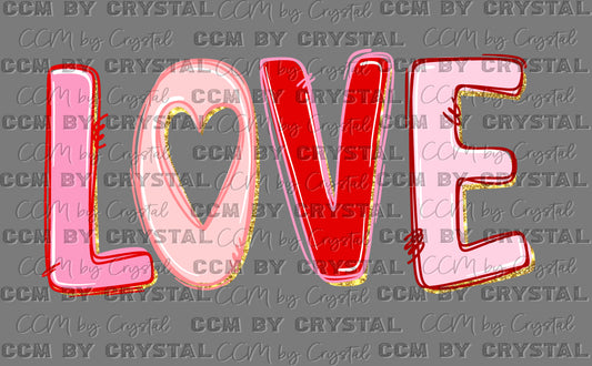Faux Glitter Love Valentines Day Ready to Press DTF Transfers Sublimation Transfers