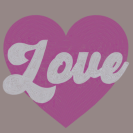 Love Heart Valentine's Day 11" Wide 2- Color Spangle Ready to Press Spangle Transfer Sparkle Bling