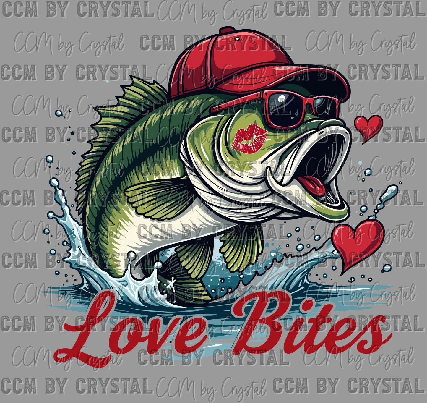 Love Bites Fishing Valentines Day Ready to Press DTF Transfers Sublimation Transfers