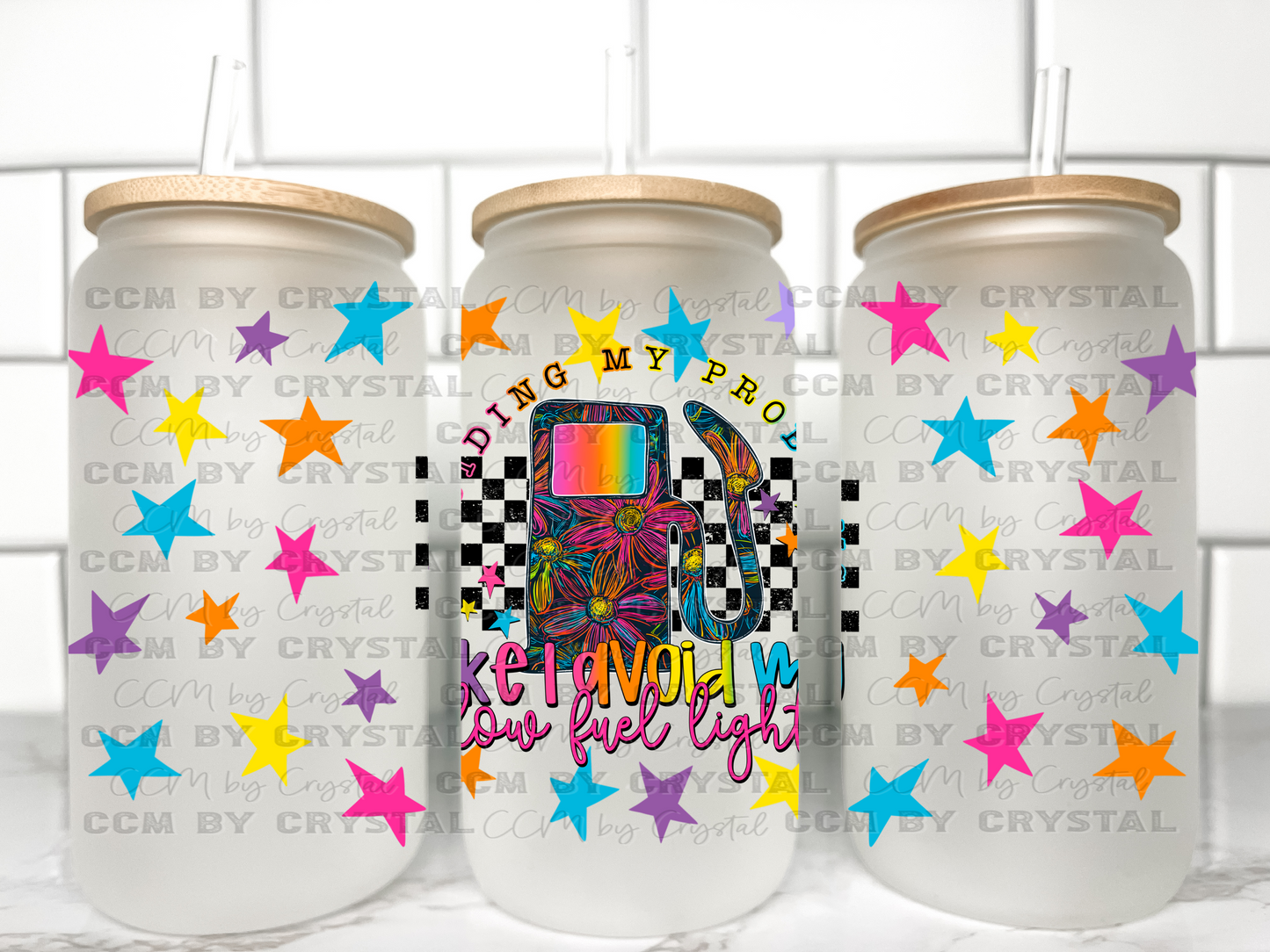 Avoiding My Problems Like I Avoid My Low Fuel Light UV Transfer 16oz Libby Glass Can Wrap Ready to Apply