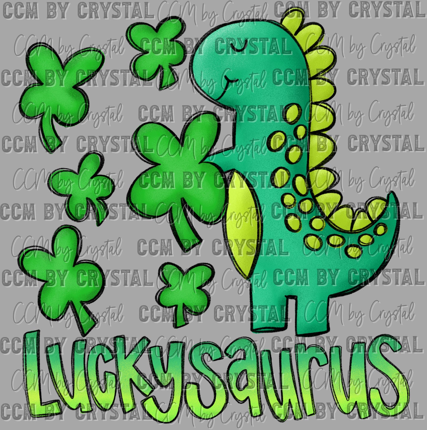Luckysaurus Dinosaur St Patrick's Day Ready to Press Transfer DTF Transfer Sublimation Transfer