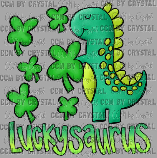 Luckysaurus Dinosaur St Patrick's Day Ready to Press Transfer DTF Transfer Sublimation Transfer