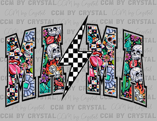 Mama Checker Skull DTF Transfer Sublimation Transfer