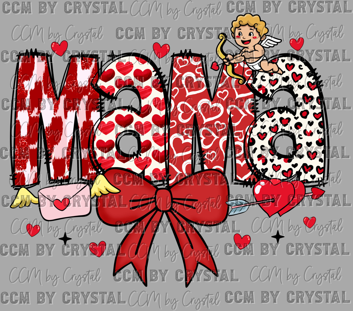Mama Red Valentines Day Ready to Press Transfer DTF Transfer Sublimation Transfer