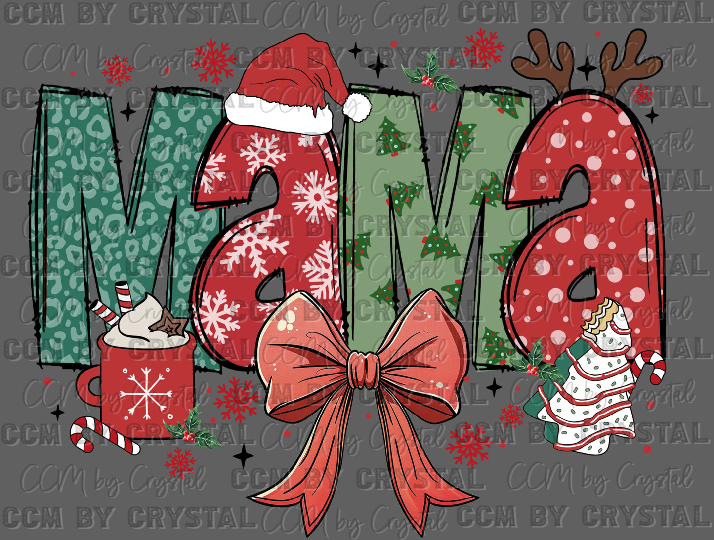 Mama Christmas Ready to Press Transfer Instant Peel DTF Transfer Sublimation Transfer