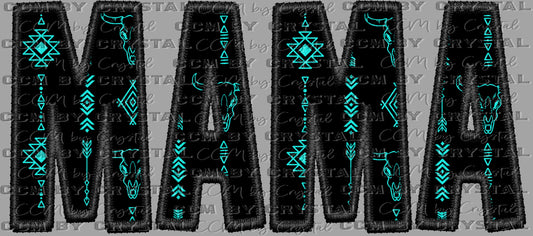 Western Aztec Mama Faux Embroidery Ready to Press Transfer DTF Transfer Sublimation Transfer