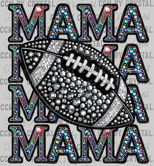 Football Mama Faux Rhinestone Effect Ready to Press Transfer DTF Transfer Sublimation Transfer