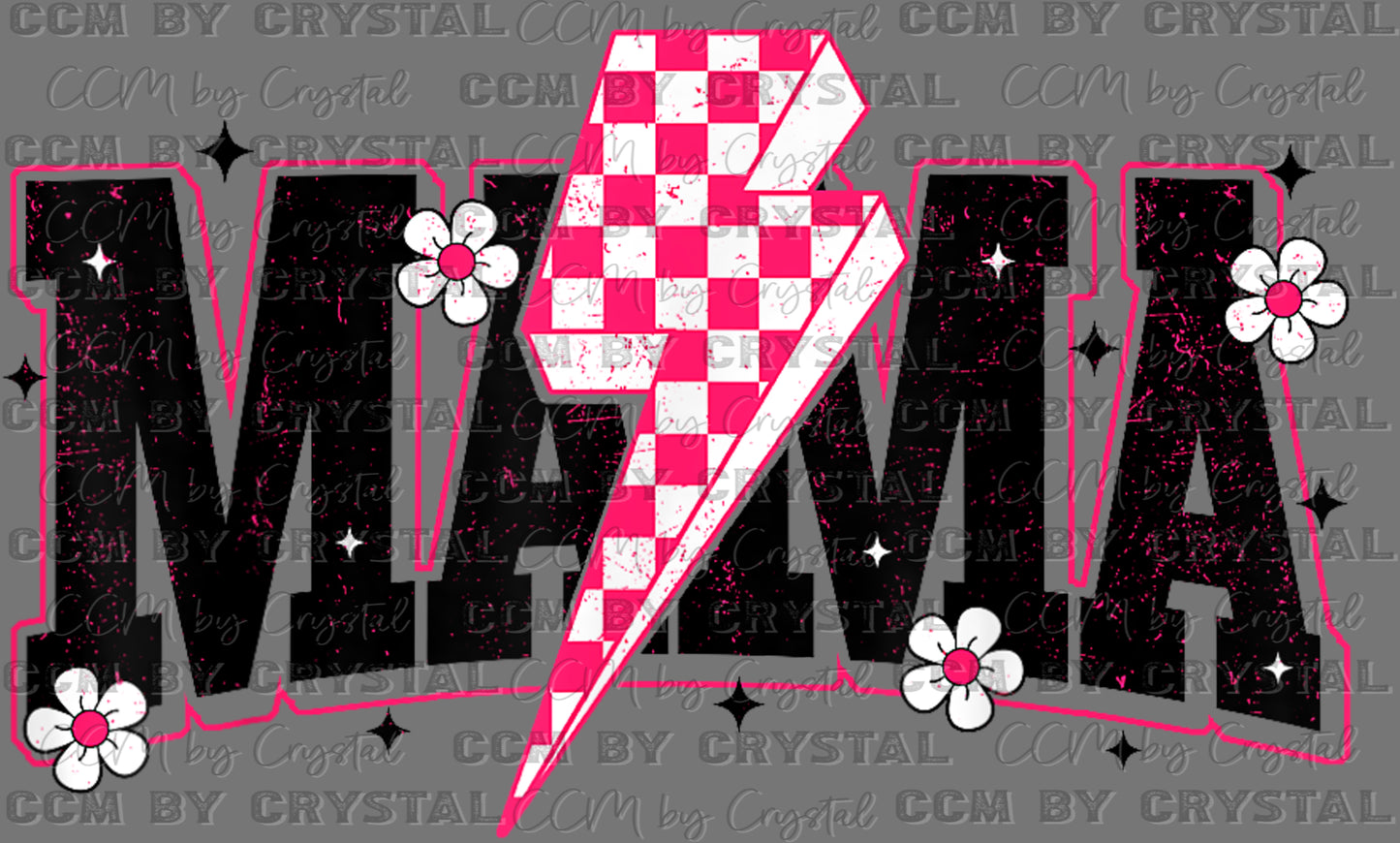 Mama Checkered Pink Ready to Press Transfer DTF Transfer Sublimation Transfer