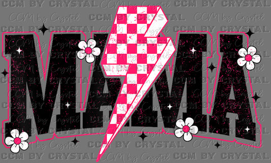 Mama Checkered Pink Ready to Press Transfer DTF Transfer Sublimation Transfer