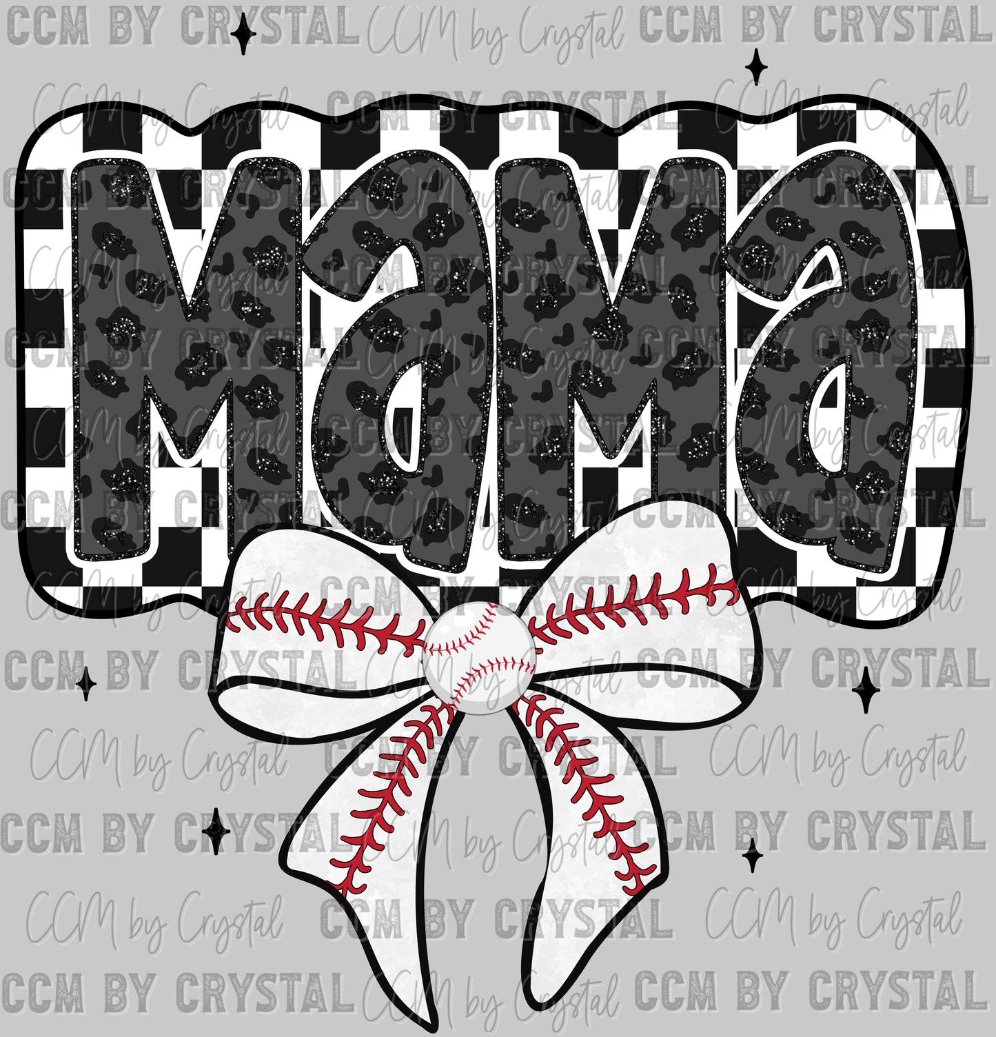 Baseball Mama Checkered Ready to Press Transfer DTF Transfer Sublimation Transfer