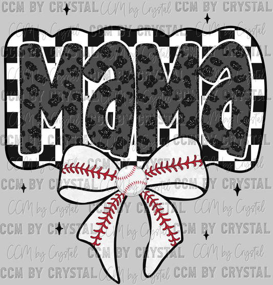 Baseball Mama Checkered Ready to Press Transfer DTF Transfer Sublimation Transfer