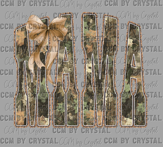 Mama Camo Brown Bow Ready to Press Instant Peel DTF Transfers Sublimation Transfers
