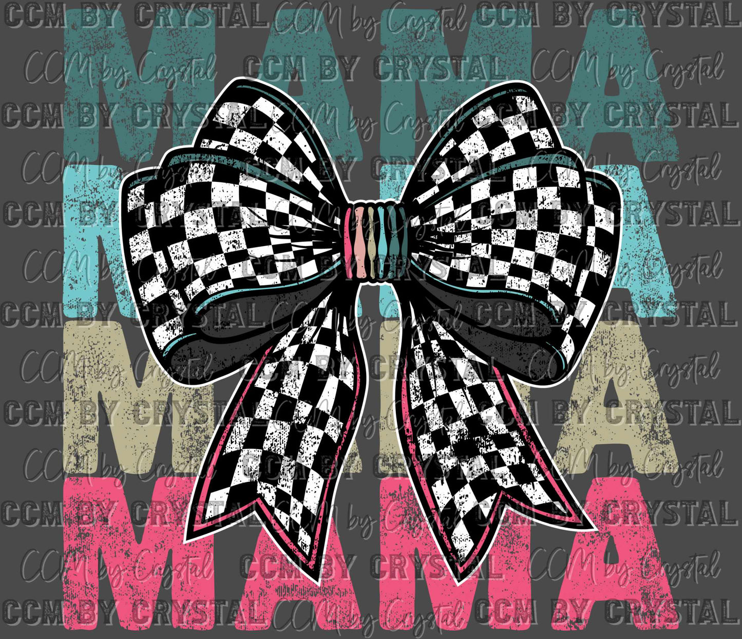 Mama Checkered Bow Ready to Press Transfer DTF Transfer Sublimation Transfer