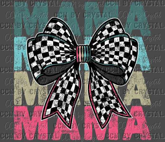 Mama Checkered Bow Ready to Press Transfer DTF Transfer Sublimation Transfer