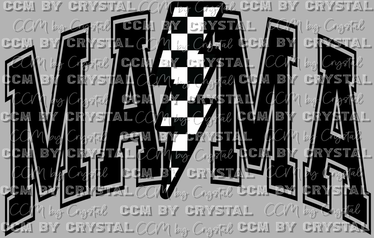 Mama Checkered Lightning Bolt Ready to Press Transfer