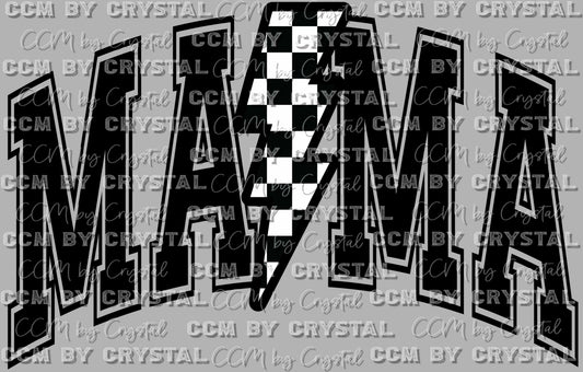 Mama Checkered Lightning Bolt Ready to Press Transfer