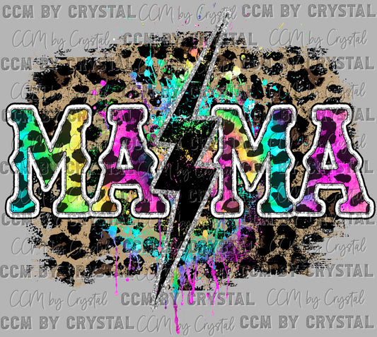 Mama Colorful Leopard Ready to Press Transfer DTF Transfer Sublimation Transfer