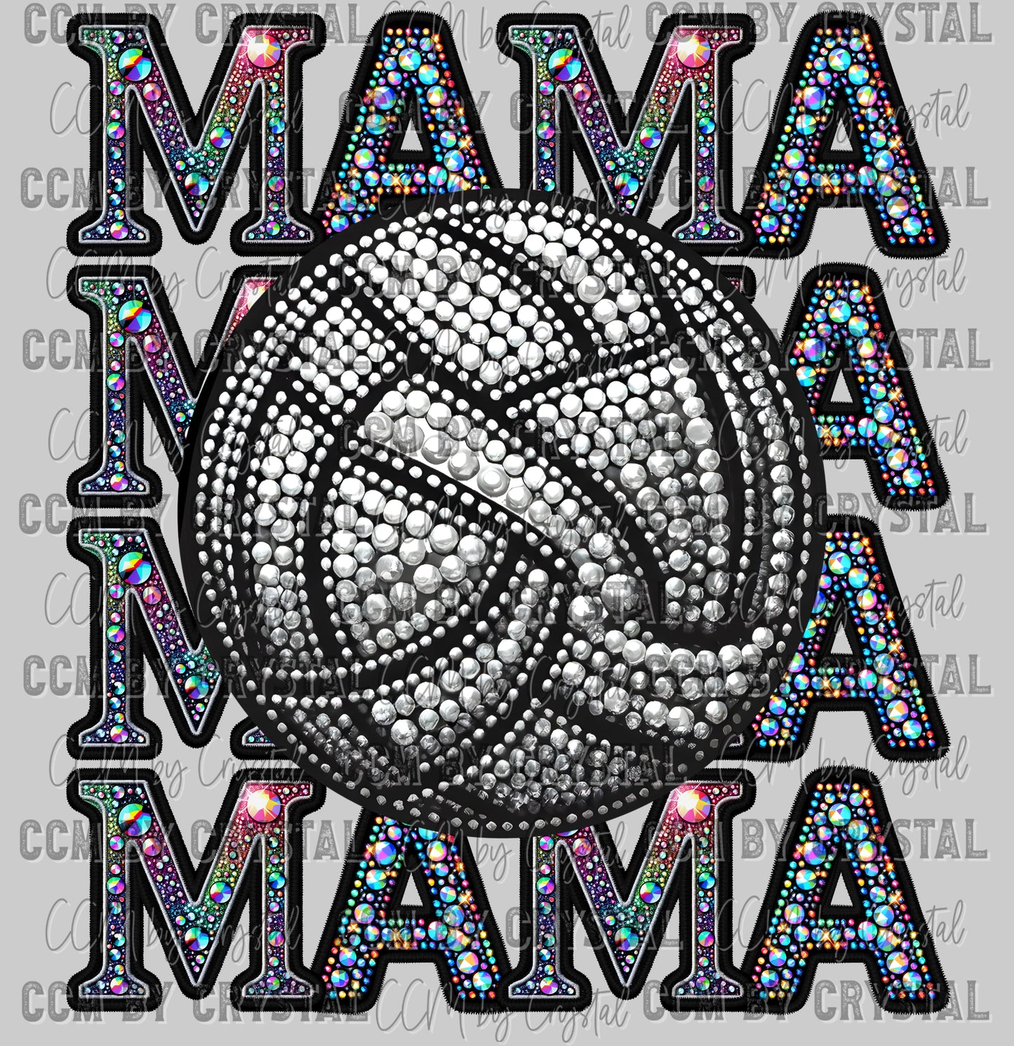 Volleyball Mama Faux Rhinestone Effect Ready to Press Transfer DTF Transfer Sublimation Transfer