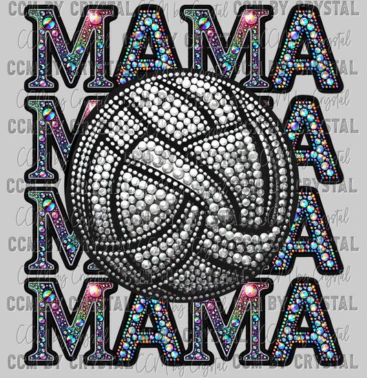 Volleyball Mama Faux Rhinestone Effect Ready to Press Transfer DTF Transfer Sublimation Transfer