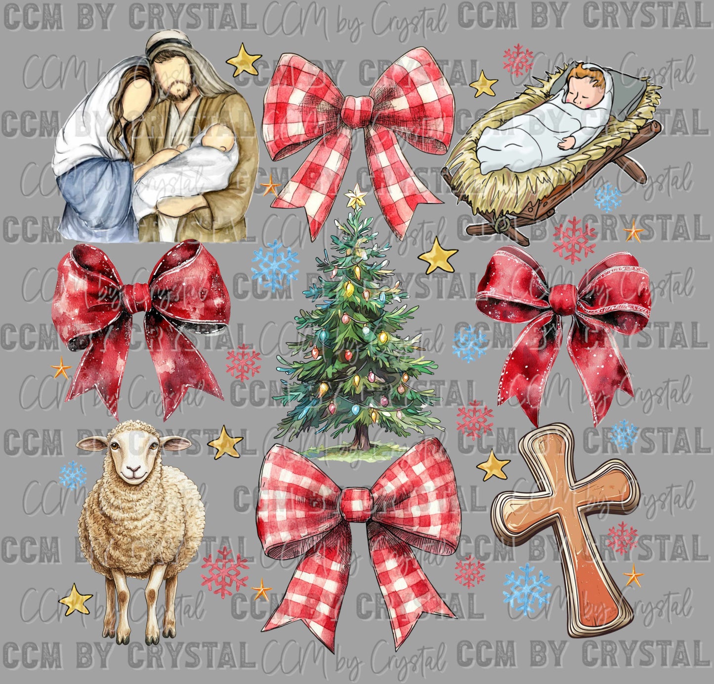 Christmas Manger Coquette Ready to Press Transfer DTF Transfer Sublimation Transfer