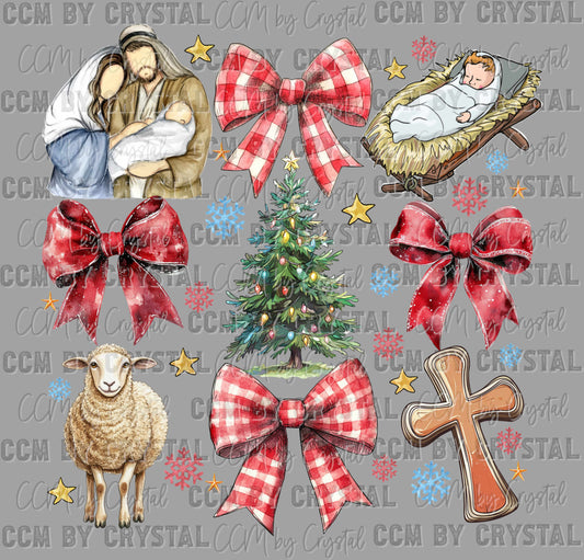 Christmas Manger Coquette Ready to Press Transfer DTF Transfer Sublimation Transfer