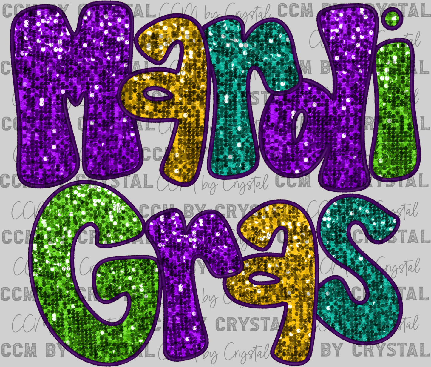 Mardi gras Faux Sequins Ready to Press Transfer DTF Transfer Sublimation Transfer