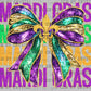 Mardi Gras Bow Ready to Press Transfer DTF Transfer Sublimation Transfer