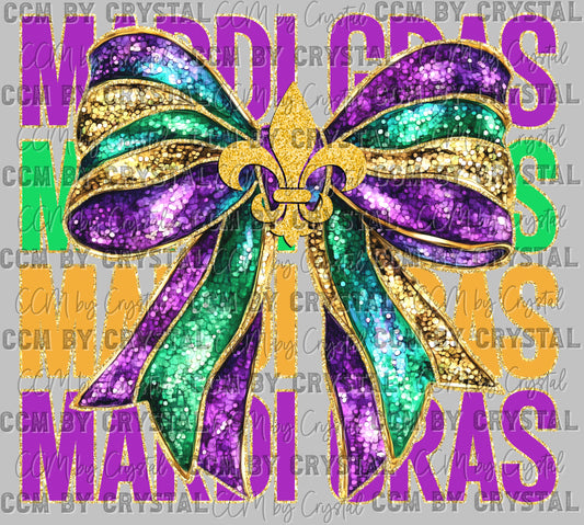 Mardi Gras Bow Ready to Press Transfer DTF Transfer Sublimation Transfer