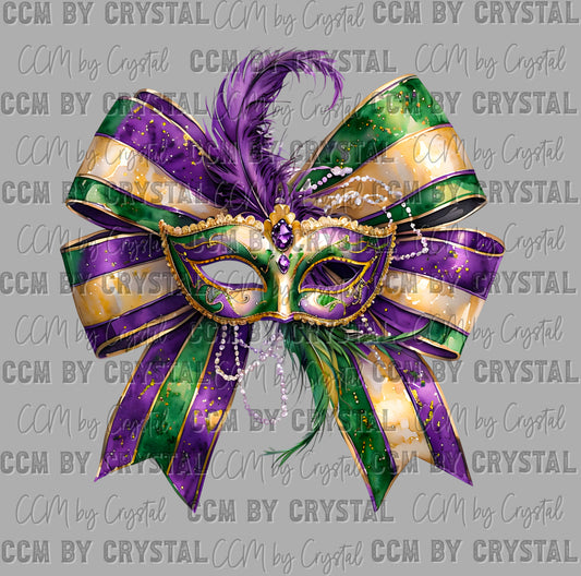 Mardi Gras Mask Bow Ready to Press DTF Transfers Sublimation Transfers
