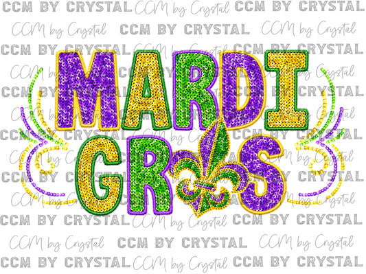 Mardi Gras Ready to Press Transfer DTF Transfer Sublimation Transfer