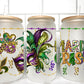 Mardi Gras UV DTF Transfer 16oz Libby Glass Can Wrap Ready to Apply
