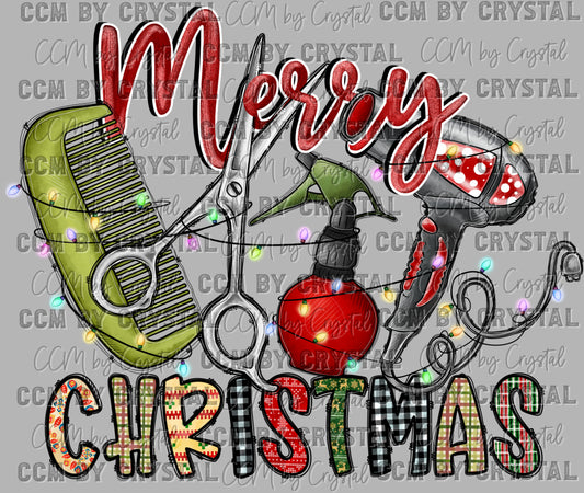 Merry Christmas Hair Stylist Ready to Press Transfer DTF Transfer Sublimation Transfer