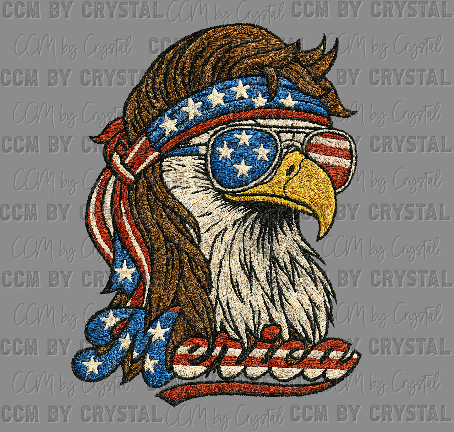 Merica Eagle Fake Embroidery USA 4th of July Patriotic DTF Transfer Sublimation Transfer