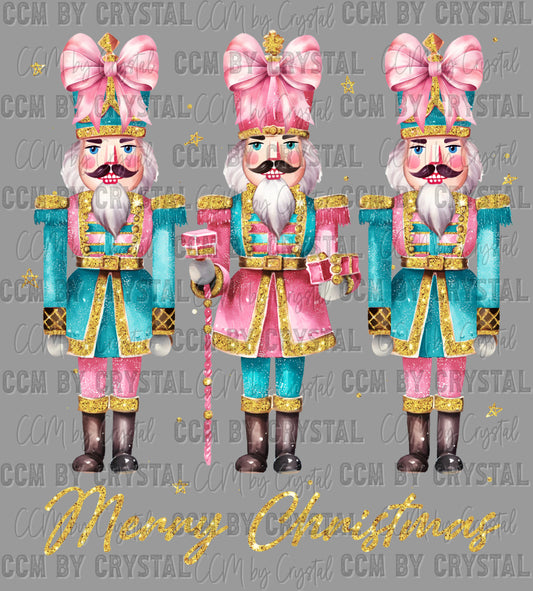Merry Christmas Faux Glitter Nutcracker Ready to Press Transfer DTF Transfer Sublimation Transfer
